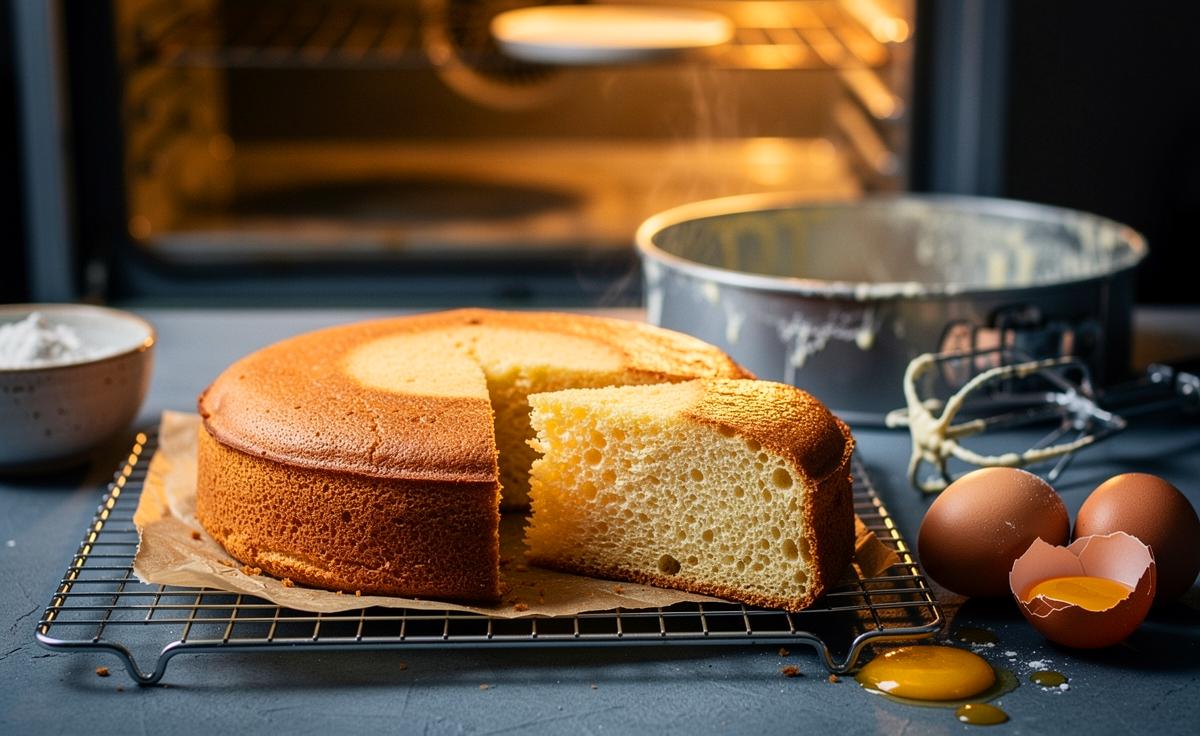 Illustration von schnellem, fluffigem Zwei‑Zutaten‑Biskuit ohne langes Schlagen