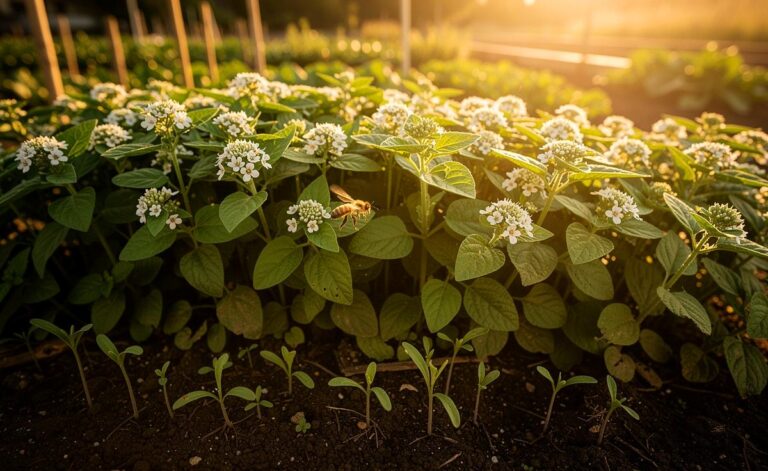 Illustration von Buchweizen als natürlicher Bodendecker, der Unkraut ohne Chemie erstickt